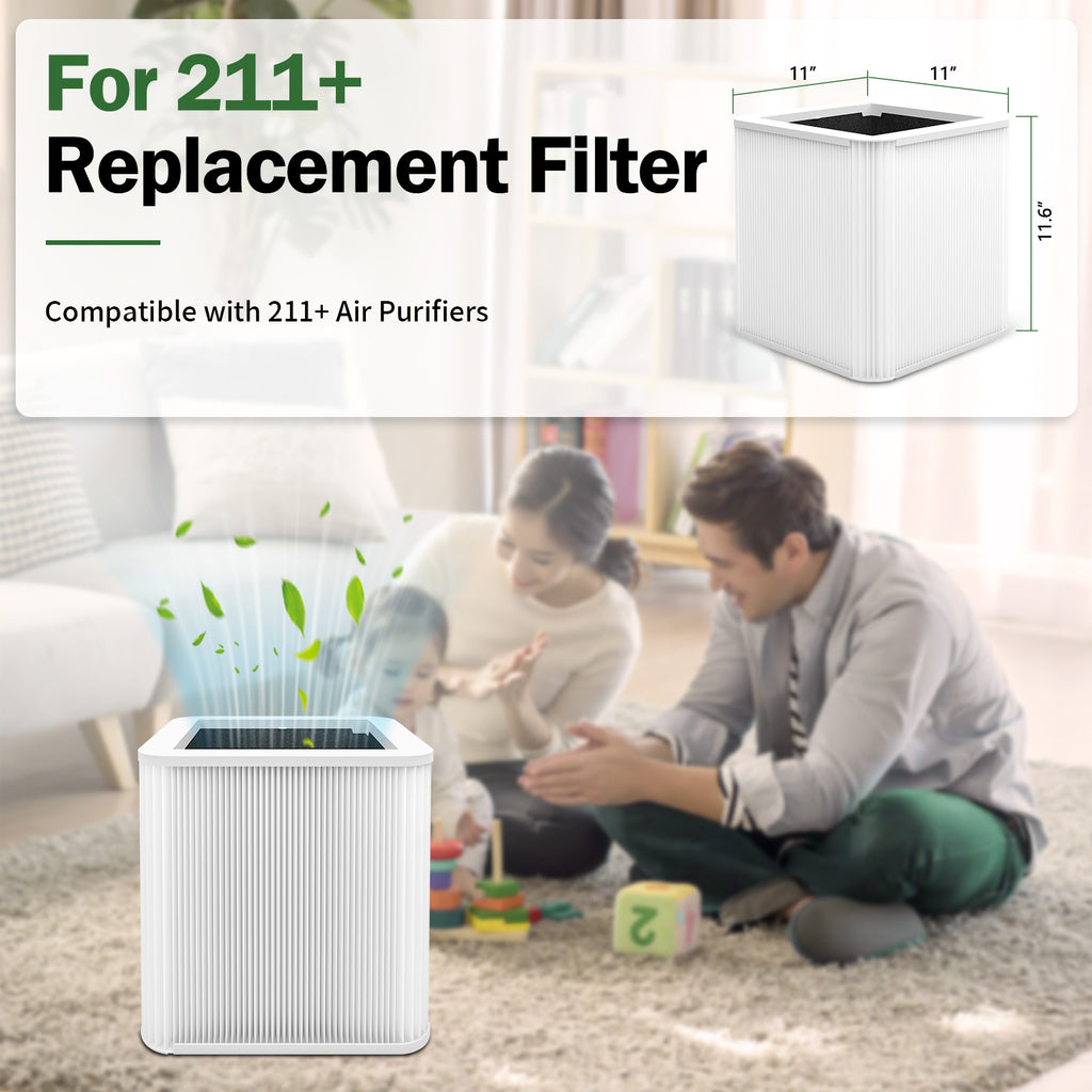211+ Filter Replacement Compatible with 211+ Air Purifier, 2-in-1 H13 HEPA Filter and Activated Carbon Filters,2 Pack