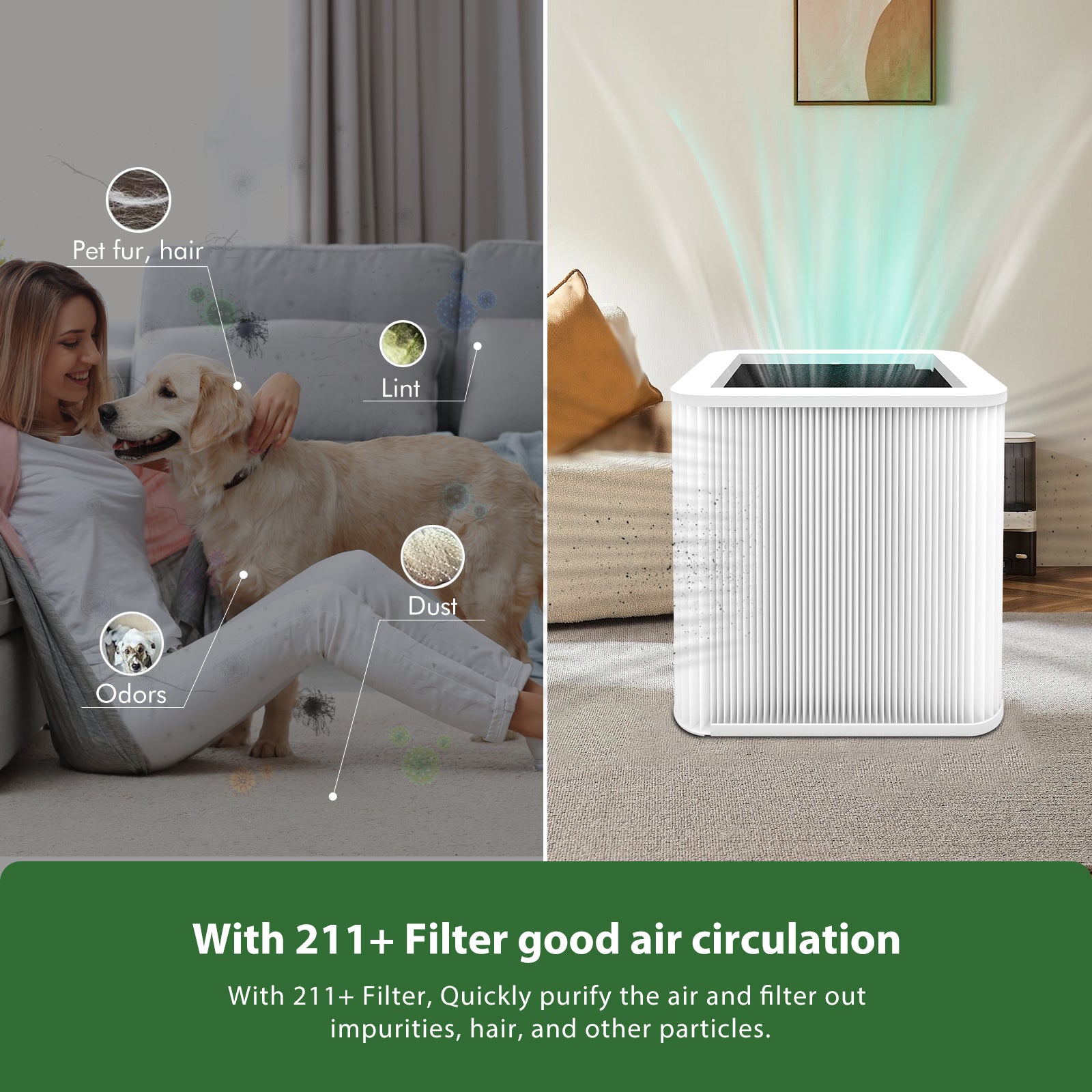 211+ Filter Replacement Compatible with 211+ Air Purifier, 2-in-1 H13 HEPA Filter and Activated Carbon Filters,2 Pack